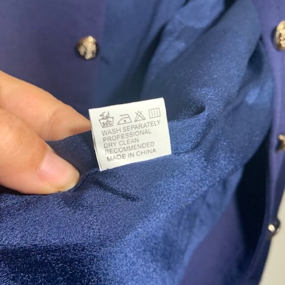 NWT Inspired Women's Navy Blue Gold Button Open Front Band Blazer - Size M - Picture 4 of 6